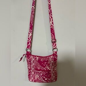 Vera Bradley Pink Floral Quilted Crossbody Bag Adjustable Strap 0216 B2